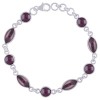 Black Onyx Natural Gemstone 925 Sterling Solid Silver Round/Marquise Cabochon Handmade Bracelet