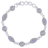 Black Onyx Natural Gemstone 925 Sterling Solid Silver Round/Marquise Cabochon Handmade Bracelet