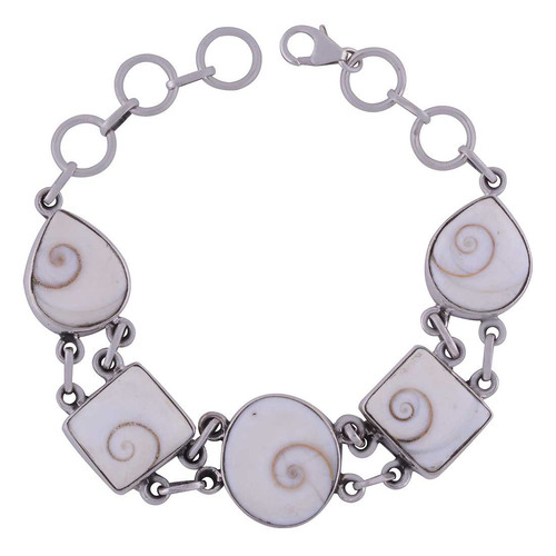 Shiva Eye Natural Gemstone 925 Sterling Solid Silver Irregular Cabochon Handmade Bracelet