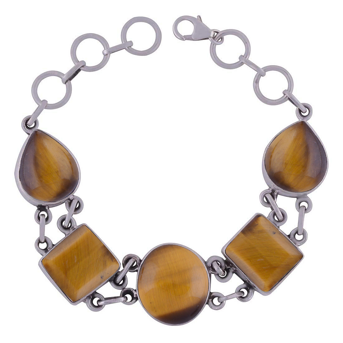 Shiva Eye Natural Gemstone 925 Sterling Solid Silver Irregular Cabochon Handmade Bracelet