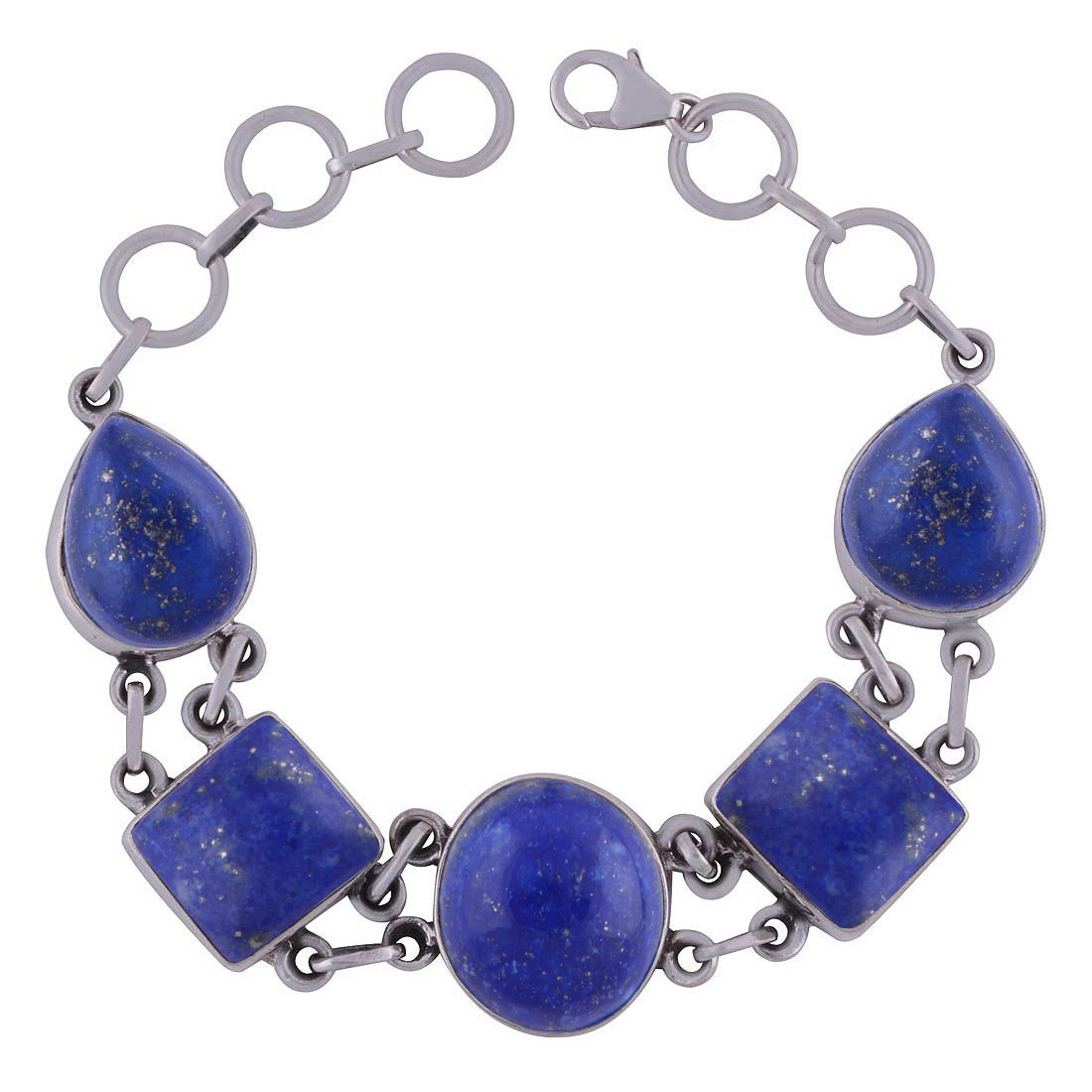 Shiva Eye Natural Gemstone 925 Sterling Solid Silver Irregular Cabochon Handmade Bracelet