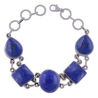 Shiva Eye Natural Gemstone 925 Sterling Solid Silver Irregular Cabochon Handmade Bracelet