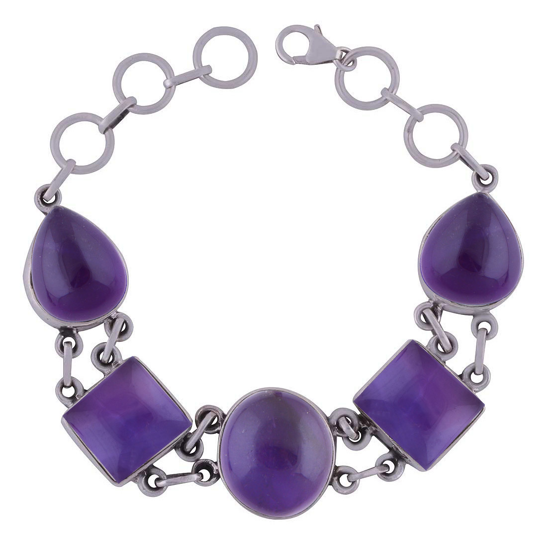 Shiva Eye Natural Gemstone 925 Sterling Solid Silver Irregular Cabochon Handmade Bracelet
