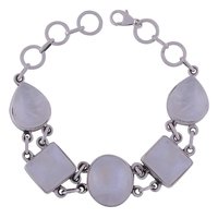 Shiva Eye Natural Gemstone 925 Sterling Solid Silver Irregular Cabochon Handmade Bracelet