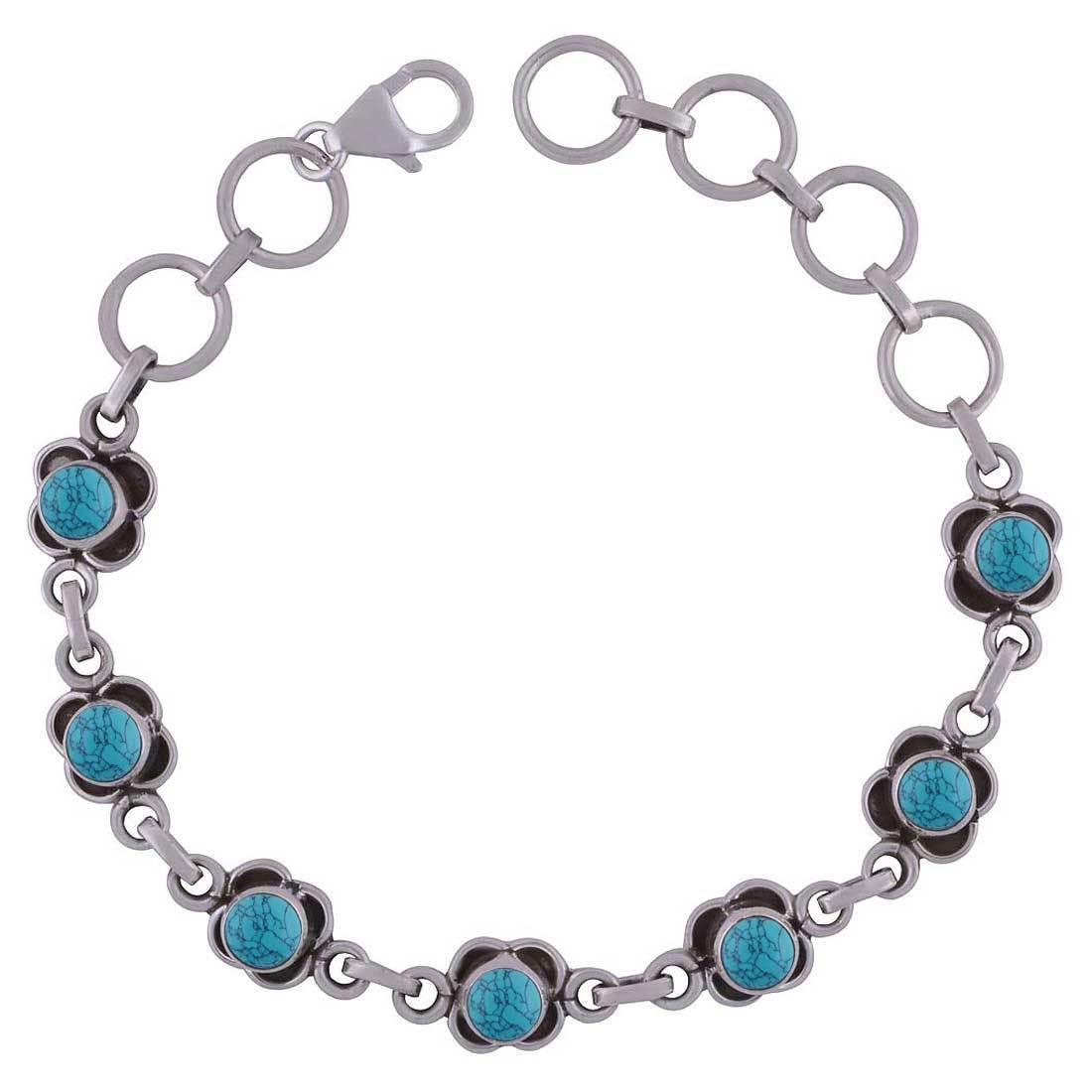 Rainbow Natural Gemstone 925 Sterling Solid Silver Round Cabochon Handmade Bracelet