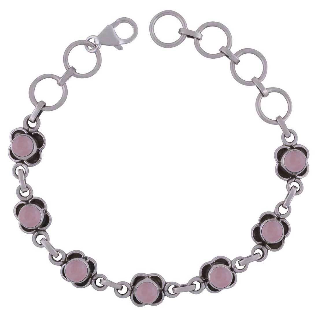 Rainbow Natural Gemstone 925 Sterling Solid Silver Round Cabochon Handmade Bracelet