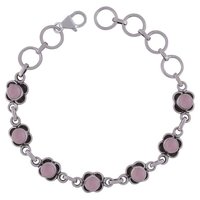 Rainbow Natural Gemstone 925 Sterling Solid Silver Round Cabochon Handmade Bracelet