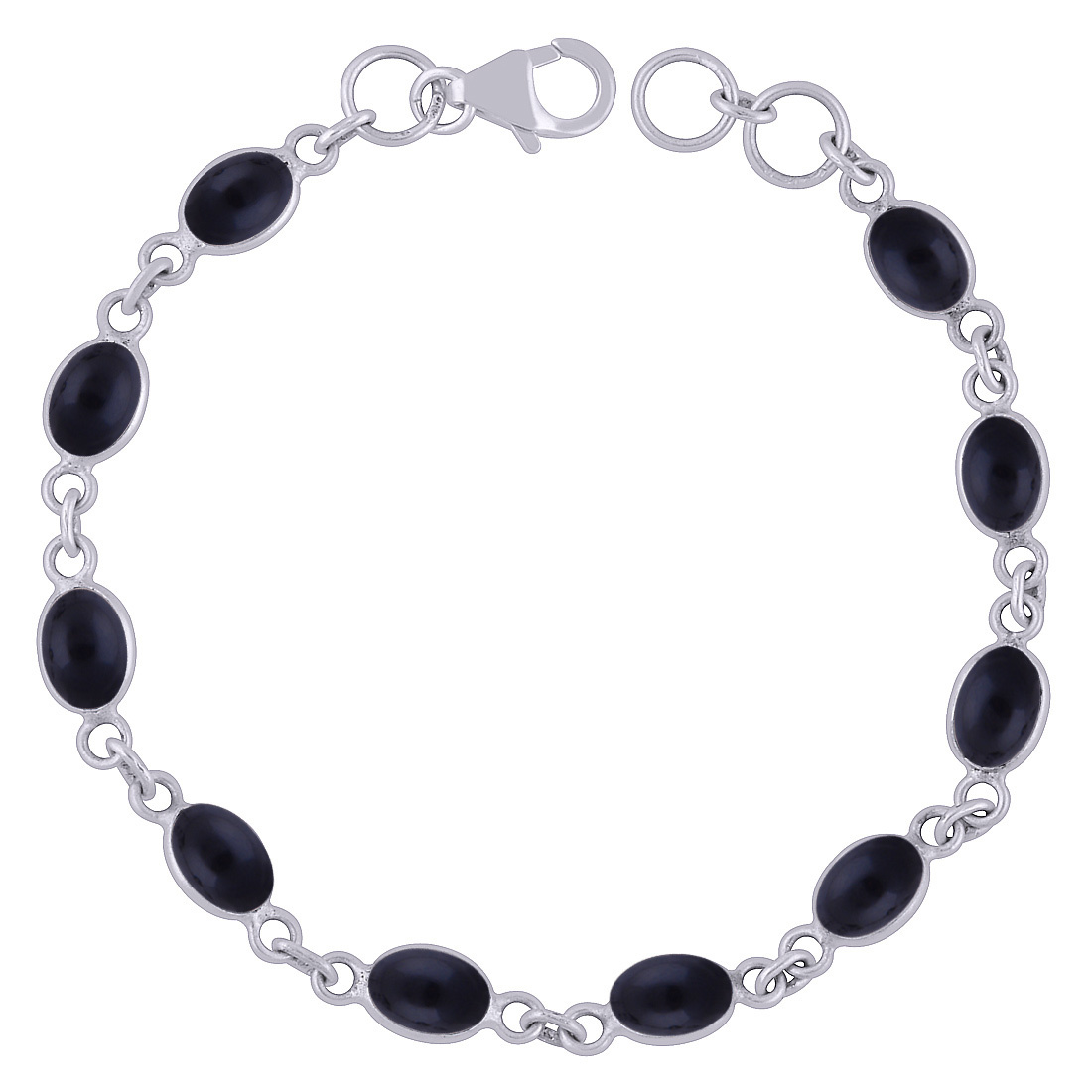 Rainbow Natural Gemstone 925 Sterling Solid Silver Oval Cabochon Handmade Bracelet