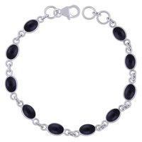 Rainbow Natural Gemstone 925 Sterling Solid Silver Oval Cabochon Handmade Bracelet