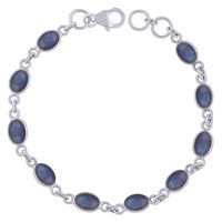Rainbow Natural Gemstone 925 Sterling Solid Silver Oval Cabochon Handmade Bracelet