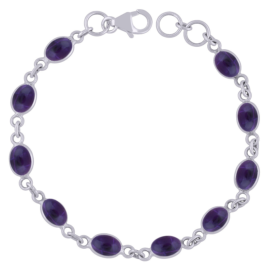 Rainbow Natural Gemstone 925 Sterling Solid Silver Oval Cabochon Handmade Bracelet