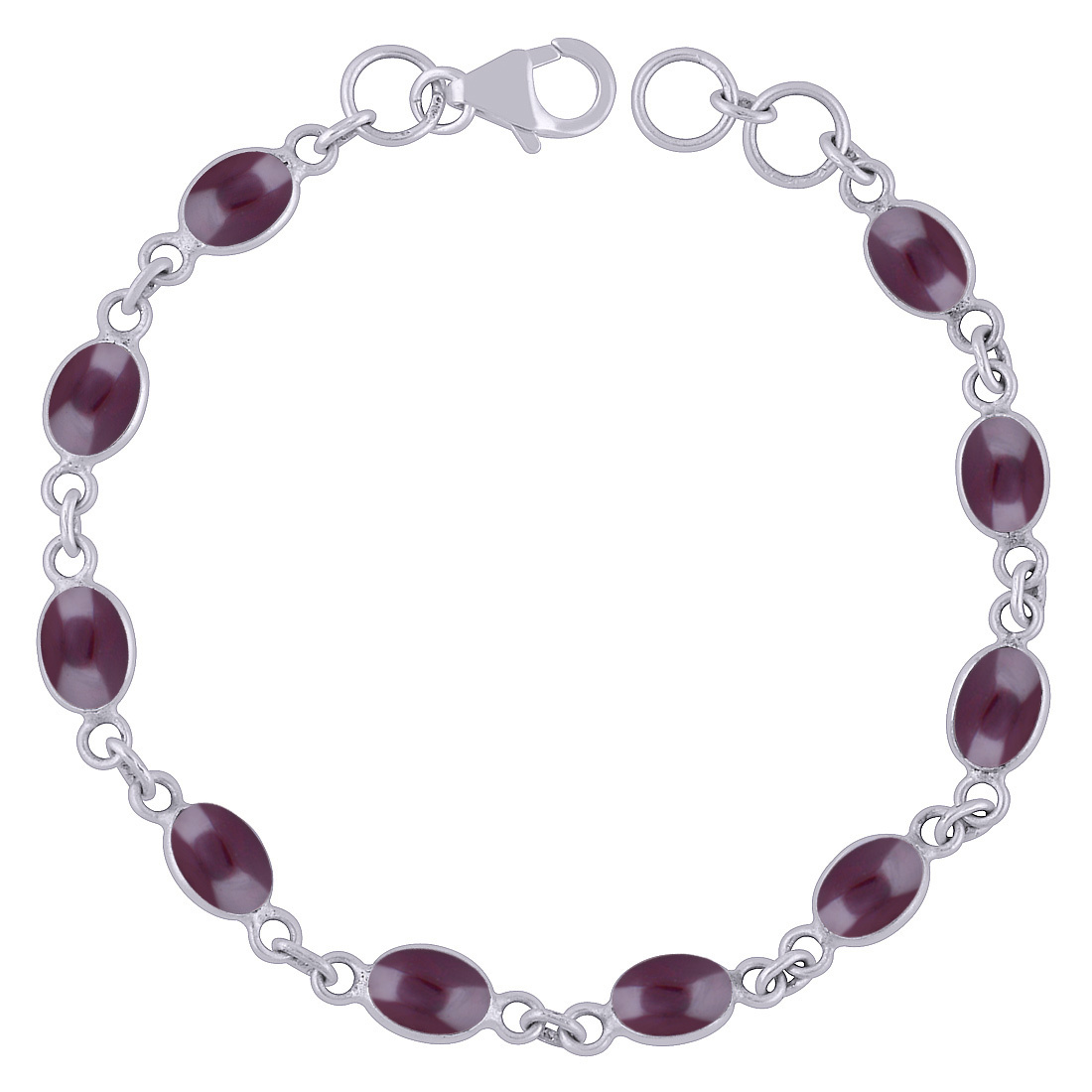 Rainbow Natural Gemstone 925 Sterling Solid Silver Oval Cabochon Handmade Bracelet