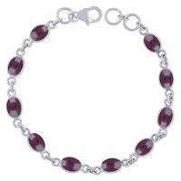 Rainbow Natural Gemstone 925 Sterling Solid Silver Oval Cabochon Handmade Bracelet