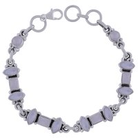 Garnet Natural Gemstone 925 Sterling Solid Silver Marquise/Rectangle Cabochon Handmade Bracelet