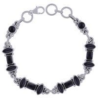 Garnet Natural Gemstone 925 Sterling Solid Silver Marquise/Rectangle Cabochon Handmade Bracelet