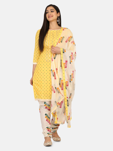 Yellow Unstitch Salwar Suit Dress Material