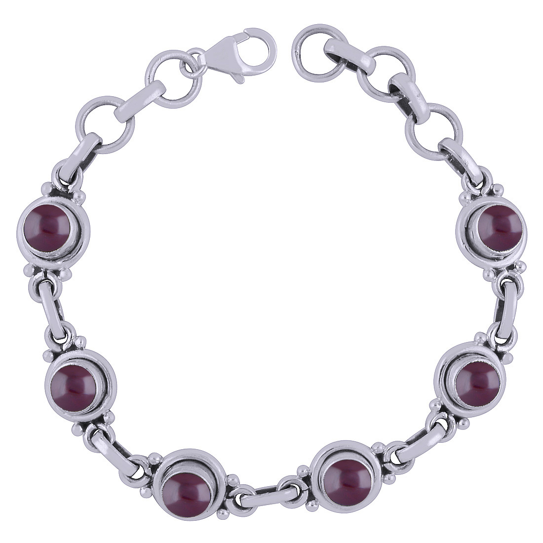 LAPIS NATURAL GEMSTONE 925 STERLING SOLID SILVER ROUND CABOCHON HANDMADE BRACELET
