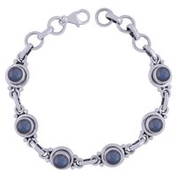 LAPIS NATURAL GEMSTONE 925 STERLING SOLID SILVER ROUND CABOCHON HANDMADE BRACELET