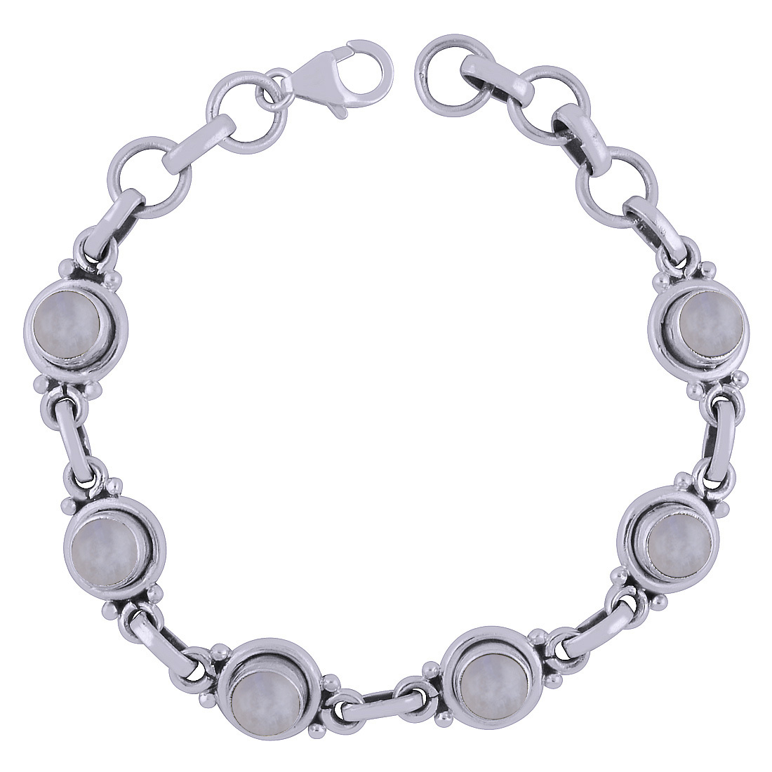 LAPIS NATURAL GEMSTONE 925 STERLING SOLID SILVER ROUND CABOCHON HANDMADE BRACELET