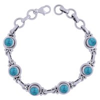 LAPIS NATURAL GEMSTONE 925 STERLING SOLID SILVER ROUND CABOCHON HANDMADE BRACELET