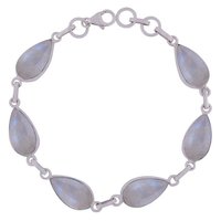 AMETHYST NATURAL GEMSTONE 925 STERLING SOLID SILVER PEAR CABOCHON HANDMADE BRACELET
