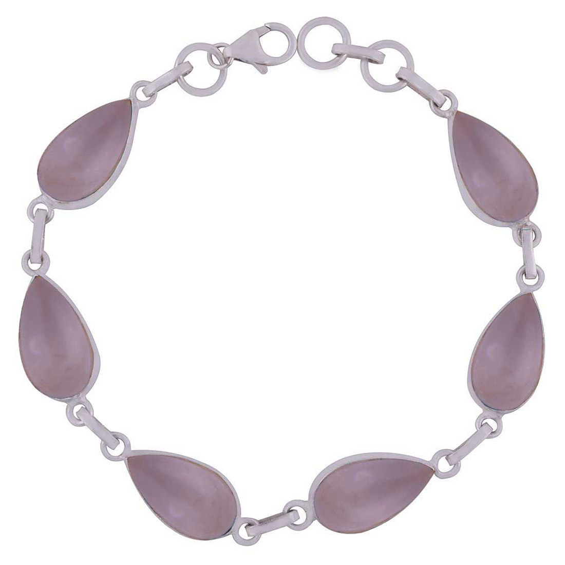 AMETHYST NATURAL GEMSTONE 925 STERLING SOLID SILVER PEAR CABOCHON HANDMADE BRACELET