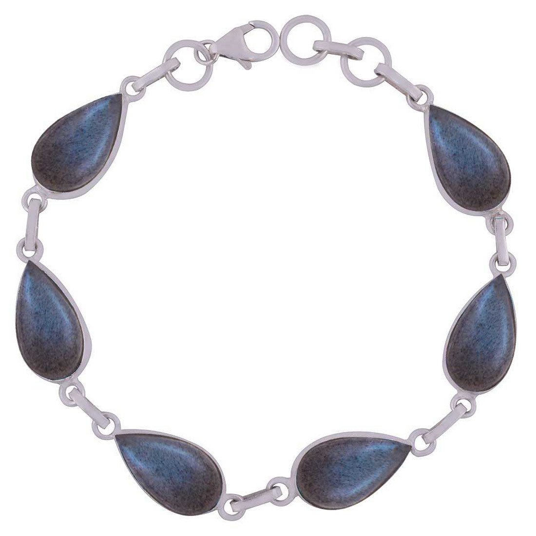 AMETHYST NATURAL GEMSTONE 925 STERLING SOLID SILVER PEAR CABOCHON HANDMADE BRACELET