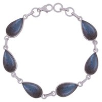 AMETHYST NATURAL GEMSTONE 925 STERLING SOLID SILVER PEAR CABOCHON HANDMADE BRACELET