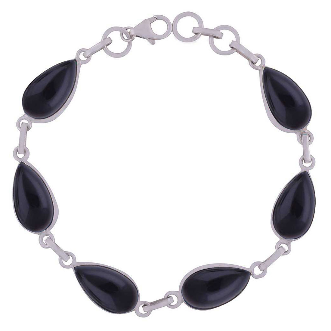AMETHYST NATURAL GEMSTONE 925 STERLING SOLID SILVER PEAR CABOCHON HANDMADE BRACELET