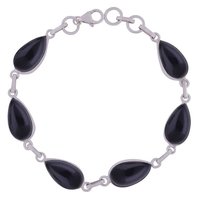 AMETHYST NATURAL GEMSTONE 925 STERLING SOLID SILVER PEAR CABOCHON HANDMADE BRACELET
