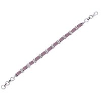 AMETHYST NATURAL GEMSTONE 925 STERLING SOLID SILVER RECTANGLE CABOCHON HANDMADE BRACELET