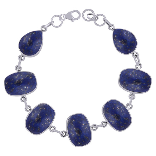 LAPIS NATURAL GEMSTONE 925 STERLING SOLID SILVER IRREGULAR CABOCHON HANDMADE BRACELETLapis Natural Gemstone 925 Sterling Solid Silver Irregular Cabochon Handmade Bracelet