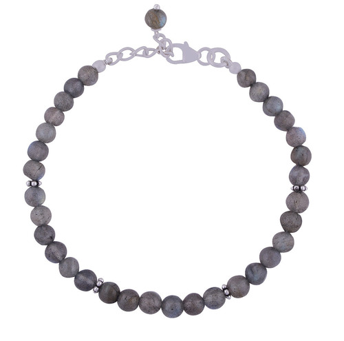 Labradorite Natural Gemstone Beads 925 Sterling Solid Silver Beads Cabochon Handmade Bracelet