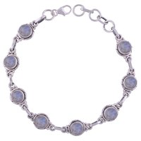 Tiger Eye Natural Gemstone 925 Sterling Solid Silver Round Cabochon Handmade Bracelet