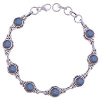 Tiger Eye Natural Gemstone 925 Sterling Solid Silver Round Cabochon Handmade Bracelet