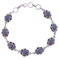 Garnet Natural Gemstone 925 Sterling Solid Silver Oval Cabochon Handmade Bracelet