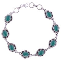 Garnet Natural Gemstone 925 Sterling Solid Silver Oval Cabochon Handmade Bracelet