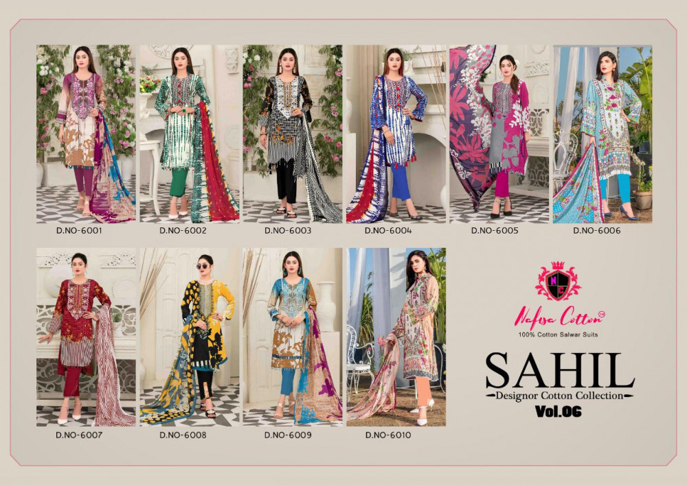 Nafisa Cotton Sahil Vol-6 Karachi Printed Suits Catalog
