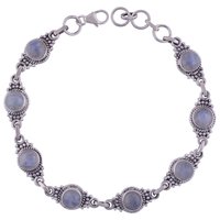 Lapis Natural Gemstone 925 Sterling Solid Silver Round Cabochon Handmade Bracelet