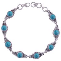 Lapis Natural Gemstone 925 Sterling Solid Silver Round Cabochon Handmade Bracelet