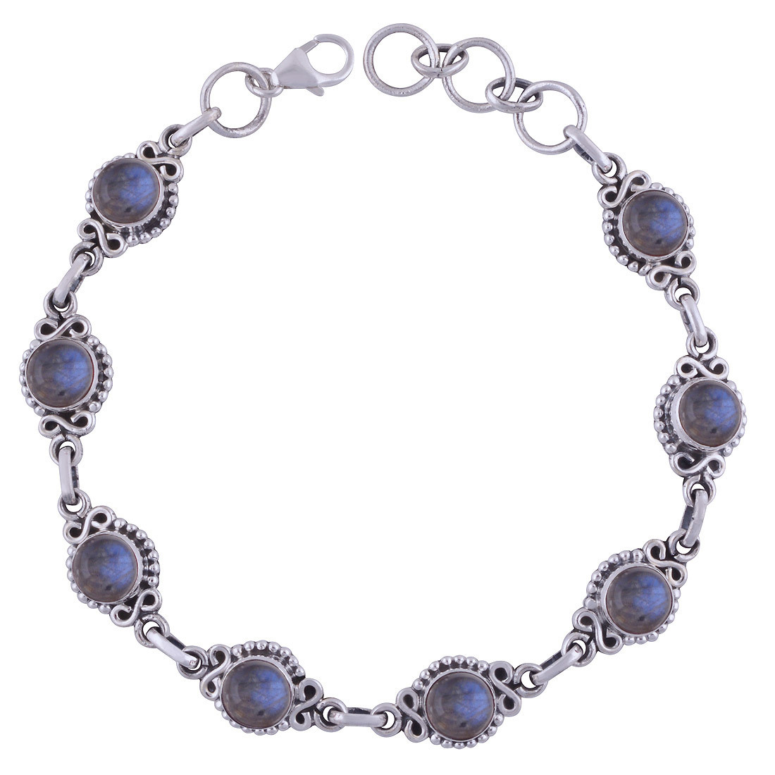 AMETHYST NATURAL GEMSTONE 925 STERLING SOLID SILVER ROUND CABOCHON HANDMADE BRACELETAmethyst Natural Gemstone 925 Sterling Solid Silver Round Cabochon Handmade Bracelet