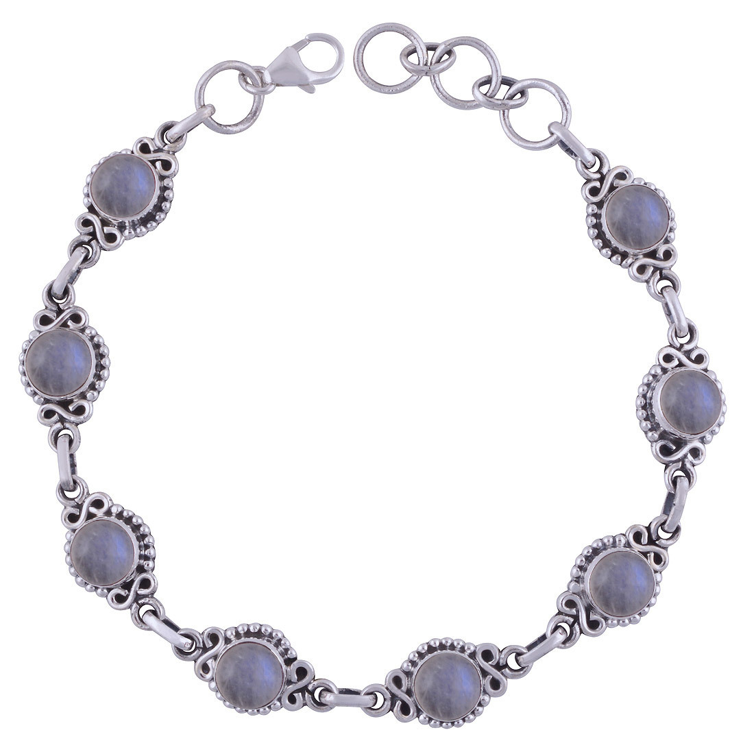 AMETHYST NATURAL GEMSTONE 925 STERLING SOLID SILVER ROUND CABOCHON HANDMADE BRACELETAmethyst Natural Gemstone 925 Sterling Solid Silver Round Cabochon Handmade Bracelet