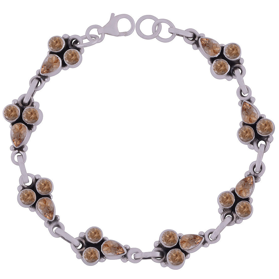 Amethyst Natural Gemstone 925 Sterling Solid Silver Round/pear Cut Stone Handmade Bracelet