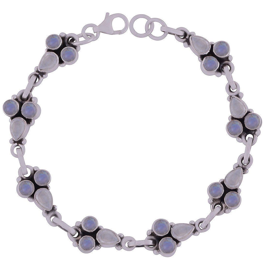 Amethyst Natural Gemstone 925 Sterling Solid Silver Round/pear Cut Stone Handmade Bracelet