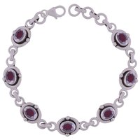 Amethyst Natural Gemstone 925 Sterling Solid Silver Oval Cut Stone Handmade Bracelet