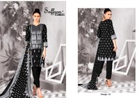 Saffron Cotton Black And White Eid Collection Dress Material Catalog