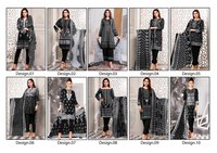 Saffron Cotton Black And White Eid Collection Dress Material Catalog