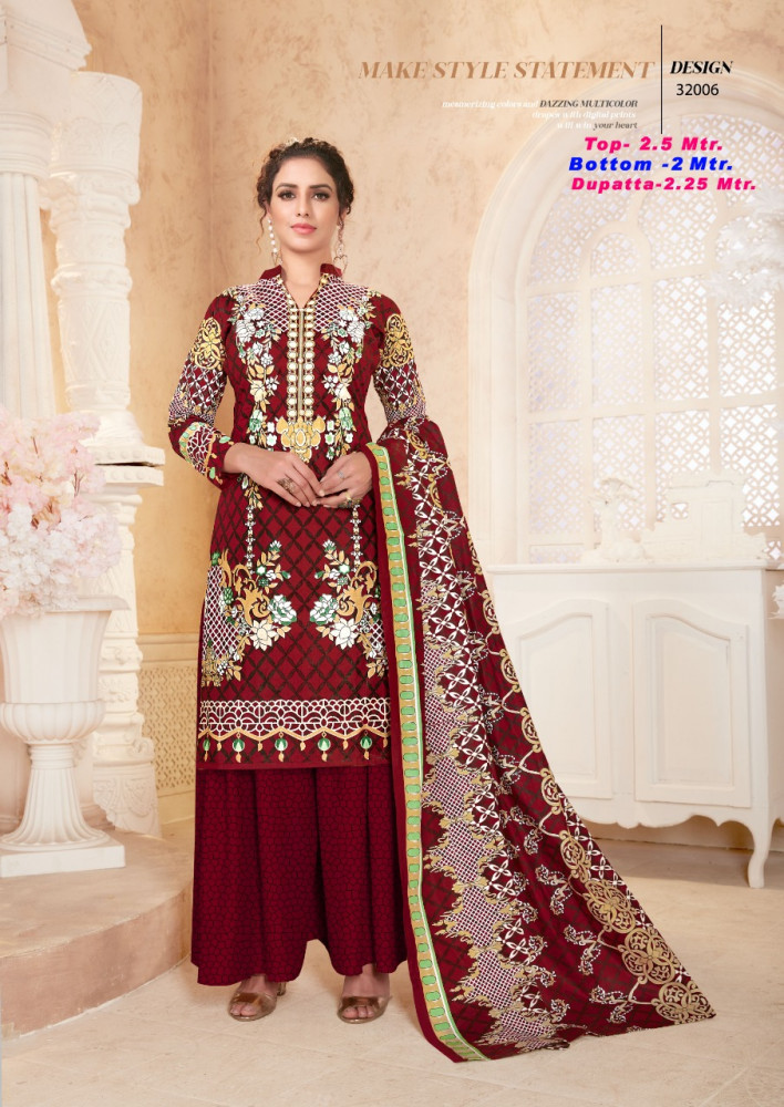 Razia Sultan Vol-32 Karachi Printed Cotton Dress Material Catalog