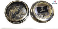 Brass Compass Pirates of Caribbean Jack Sparrow 2 Inch Pocket Antique Gift W/Embossed Beautiful Leather Case