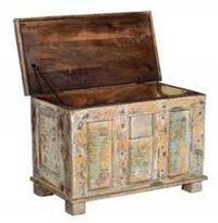 Trunk Box - 30X16X24" | Distressed Mango Wood, Solid Construction, Metal Hinges, Brown Finish